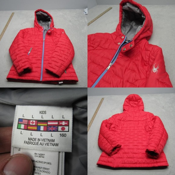 Spyder Other - Spyder Jacket Youth Large Fuchsia‎ Edyn Hoody Insulated Snow Zip Quilted Puffer